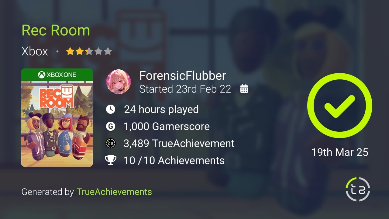 Rec Room achievement summary